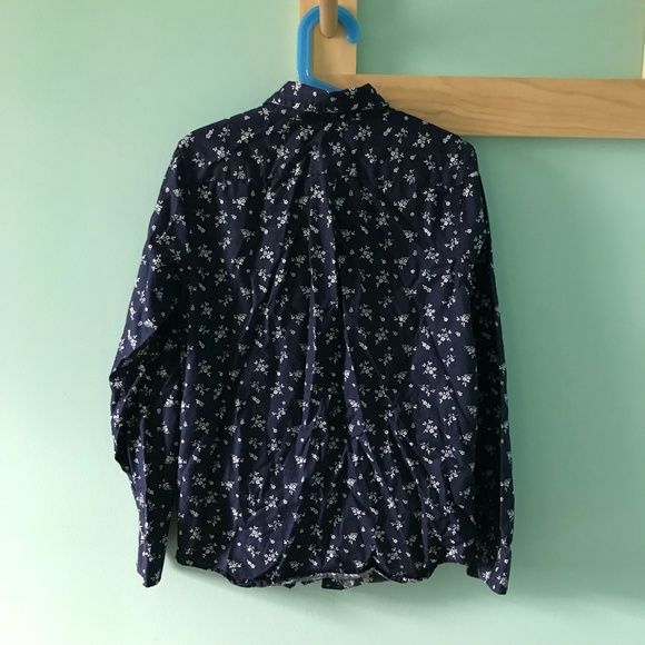 Janie and Jack Button Down Navy Floral Size 10 - Picture 3 of 9